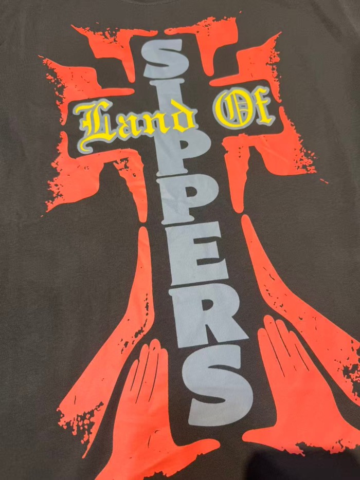 Vintage Grunge Street Distressed Splatter Cross Letter Graphic Front Stacked Bold Slogan Back Double Sided Tee 2 colors 29302080