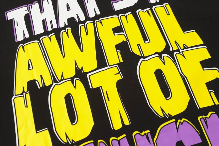 Grunge Streetwear Contrast Purple Yellow Melting Jagged Typography Portrait Poster Dual Side Print Tee 2 colors 29302208