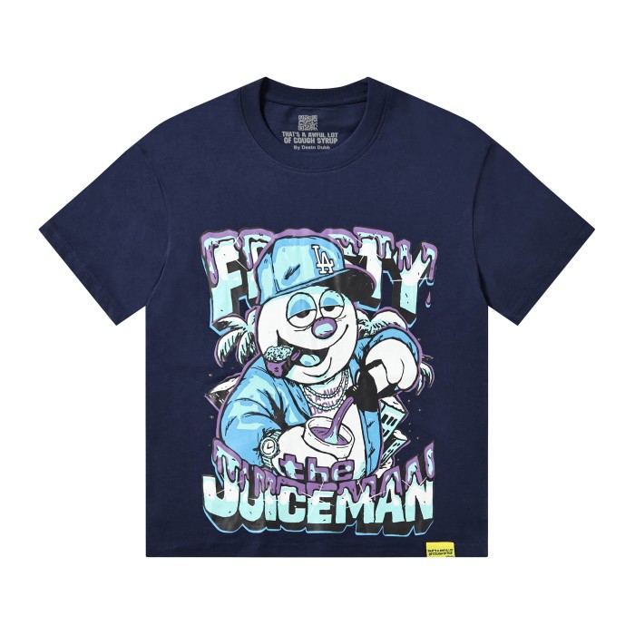 West Coast Hip Hop Drip Gradient Bubble Letter Juiceman Cartoon Graphic Front Multi Layer Outline Stacked Slogan Tee 2 colors 29302092