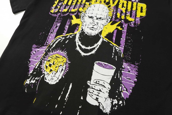 Grunge Streetwear Contrast Purple Yellow Melting Jagged Typography Portrait Poster Dual Side Print Tee 2 colors 29302208