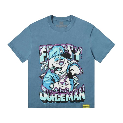 West Coast Hip Hop Drip Gradient Bubble Letter Juiceman Cartoon Graphic Front Multi Layer Outline Stacked Slogan Tee 2 colors 29302092