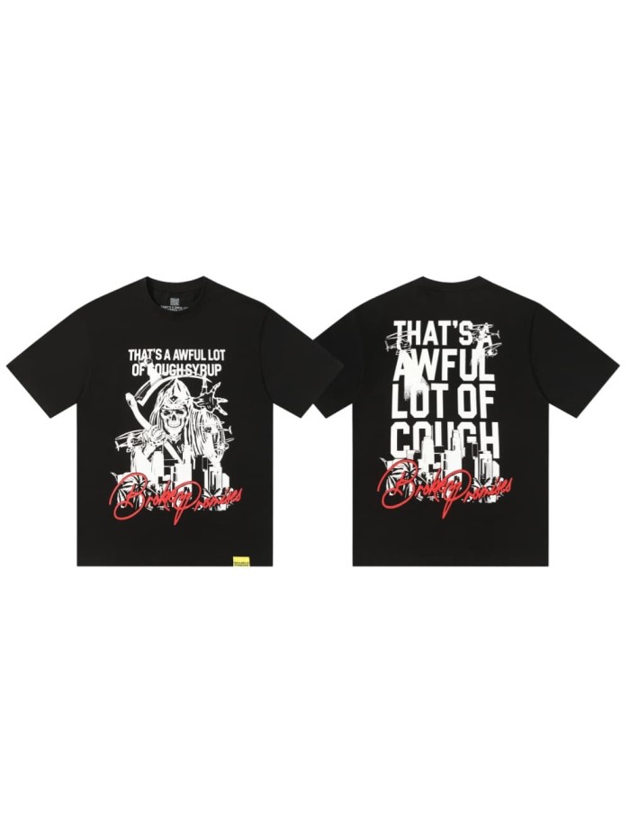 Gothic Streetwear Line Drawing Reaper Urban Scene Dual Side Contrast Script Signature Typography Tee 29302199