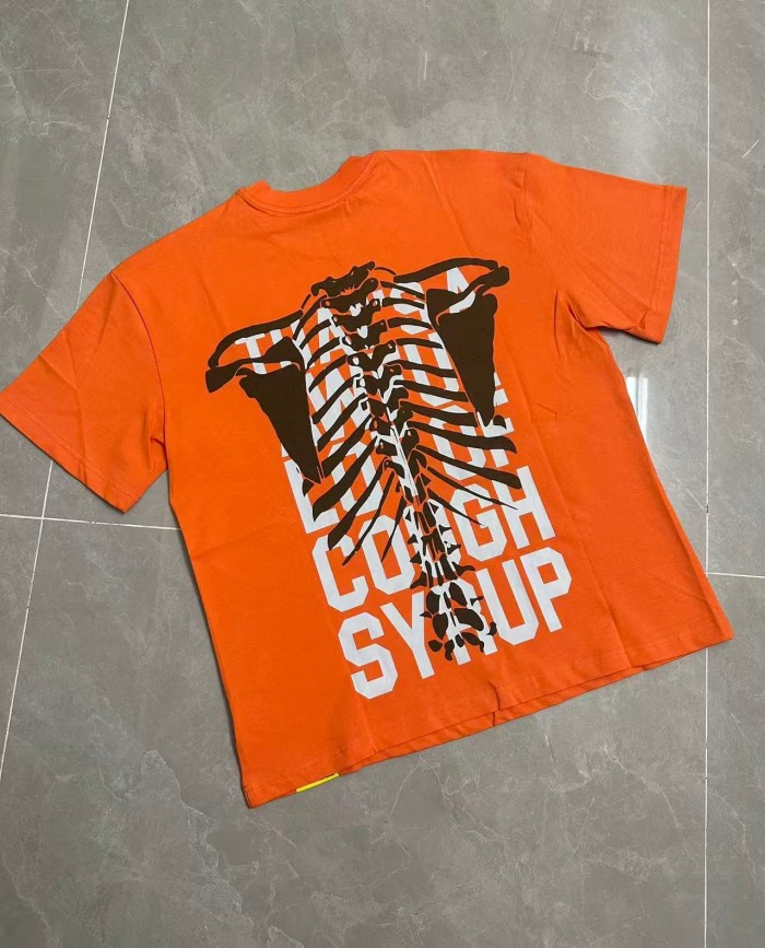 Gothic Street Skeleton Bone Line Art Dual Side Contrast Outline Typography Tee 3 colors 29302259
