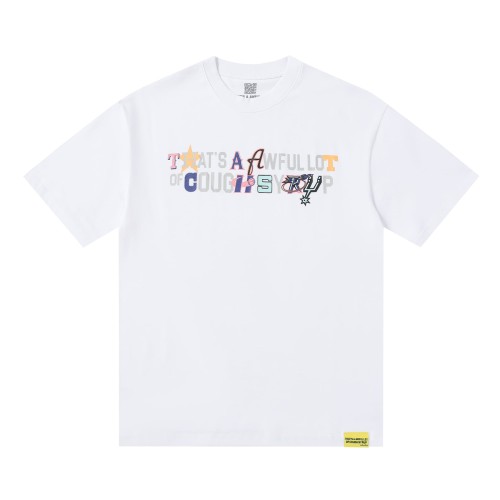 Basketball Street Multi Color Mix Match Staggered Letter Star & Basketball Accent Slogan Tee 29302234