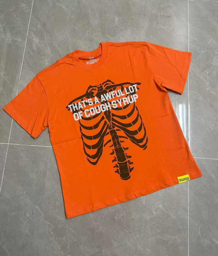Gothic Street Skeleton Bone Line Art Dual Side Contrast Outline Typography Tee 3 colors 29302259