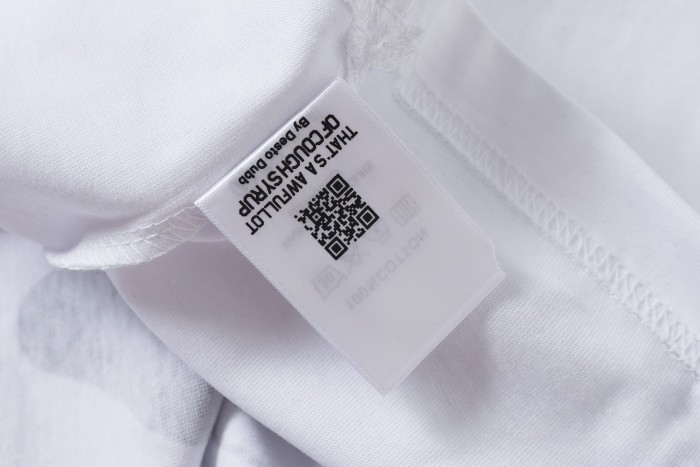 Street Irregular Cow Print Background Front Centered Horizontal Slogan Hollow Outline Stacked Letter Tee 2 colors 29302205