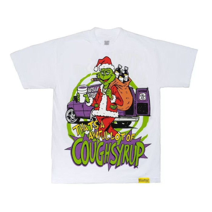 Christmas Hip Hop Cartoon Grinch Lowrider Car Graphic Front Bubble Outline Stacked Slogan Tee 2 colors 29302084