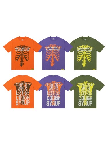 Gothic Street Skeleton Bone Line Art Dual Side Contrast Outline Typography Tee 3 colors 29302259