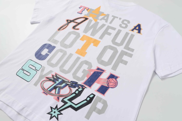 Basketball Street Multi Color Mix Match Staggered Letter Star & Basketball Accent Slogan Tee 29302234