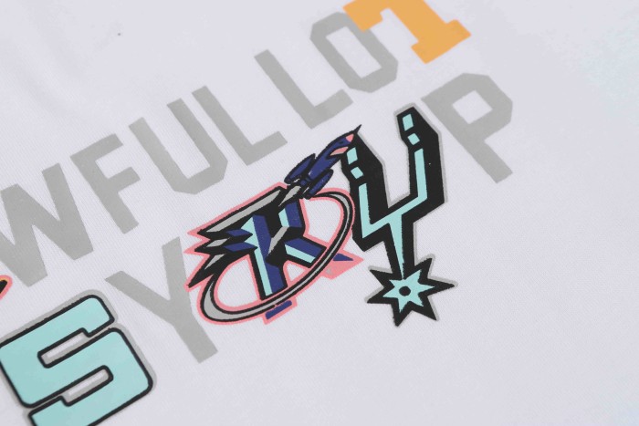 Basketball Street Multi Color Mix Match Staggered Letter Star & Basketball Accent Slogan Tee 29302234