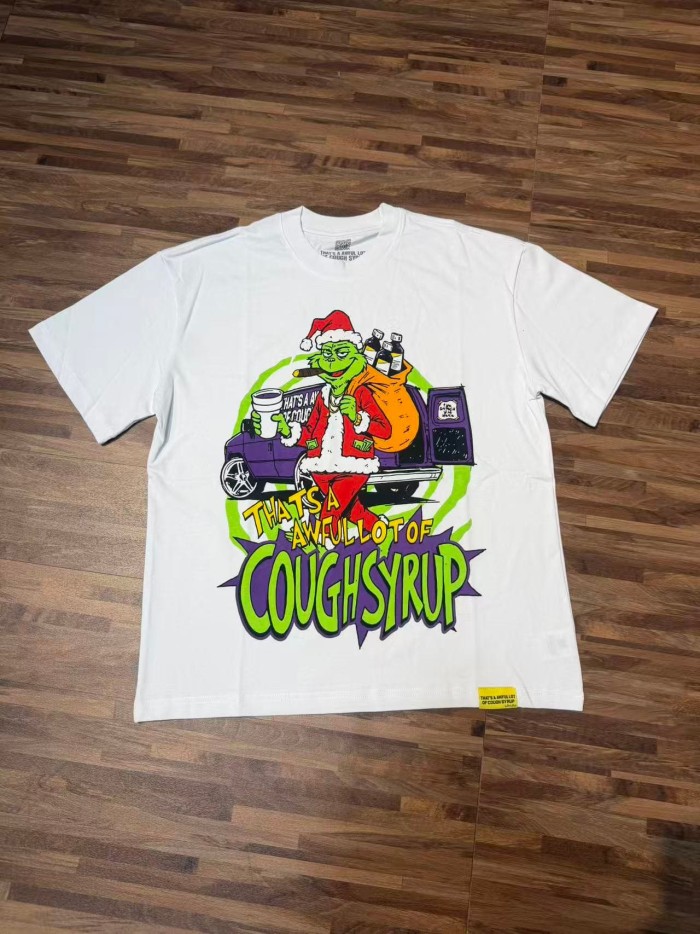 Christmas Hip Hop Cartoon Grinch Lowrider Car Graphic Front Bubble Outline Stacked Slogan Tee 2 colors 29302084