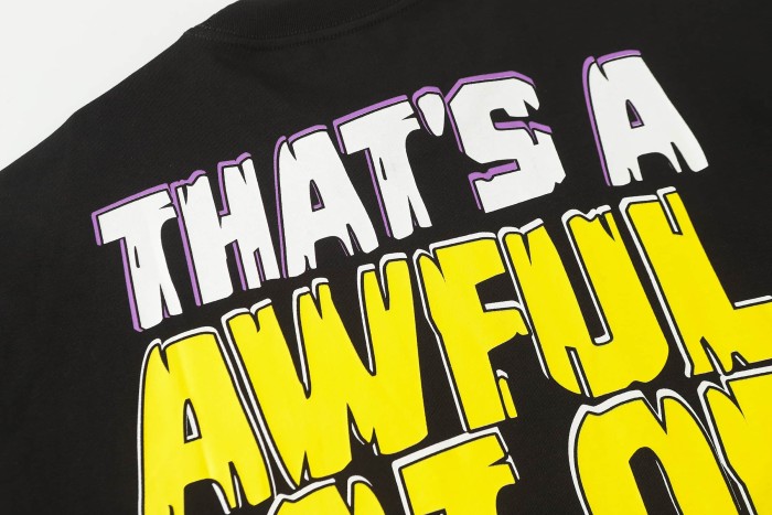 Grunge Streetwear Contrast Purple Yellow Melting Jagged Typography Portrait Poster Dual Side Print Tee 2 colors 29302208