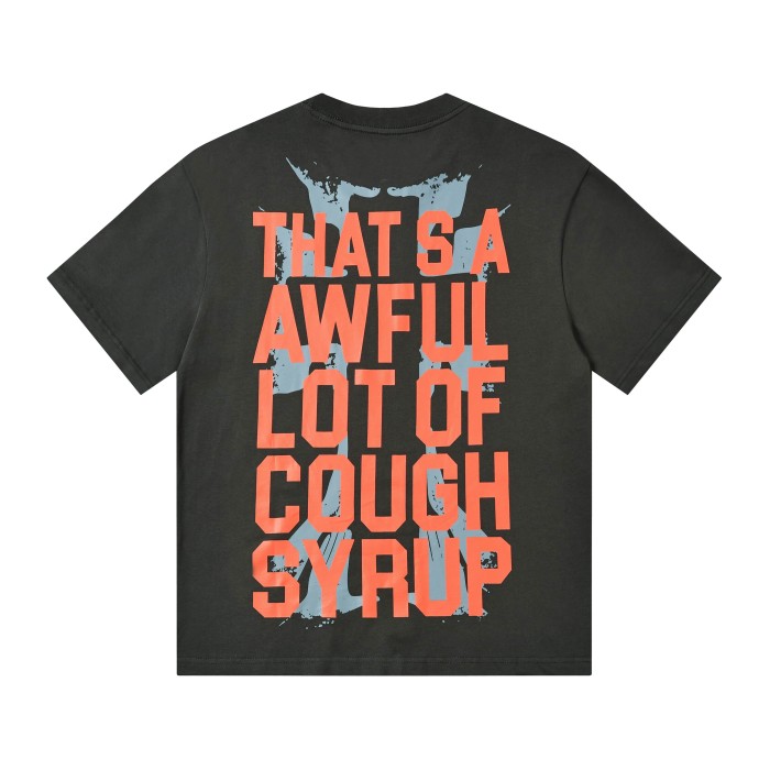 Vintage Grunge Street Distressed Splatter Cross Letter Graphic Front Stacked Bold Slogan Back Double Sided Tee 2 colors 29302080