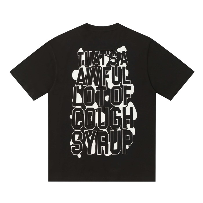Street Irregular Cow Print Background Front Centered Horizontal Slogan Hollow Outline Stacked Letter Tee 2 colors 29302205