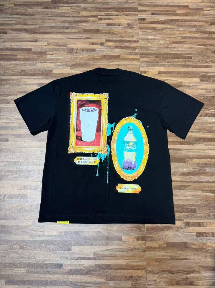 Art Gallery Street Vintage Ornate Frame Syrup Bottle Collage Print Front Dual Frame Splash Drink Cup Graphic Tee 2 colors 29302147