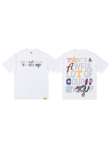 Basketball Street Multi Color Mix Match Staggered Letter Star & Basketball Accent Slogan Tee 29302234