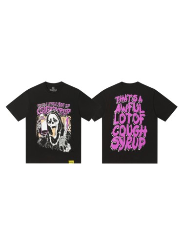Dark Punk Horror Ghostface Graffiti Figure Drip Deformed Font Dual Side Printed Tee 29302305