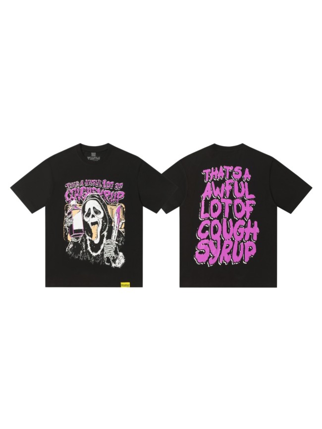 Dark Punk Horror Ghostface Graffiti Figure Drip Deformed Font Dual Side Printed Tee 29302305