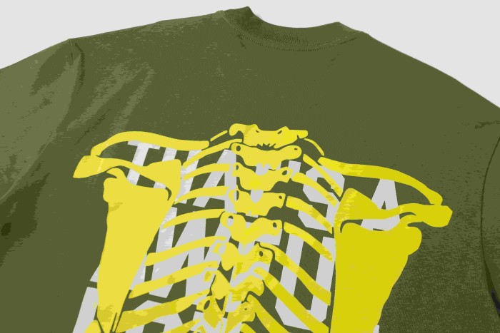 Gothic Street Skeleton Bone Line Art Dual Side Contrast Outline Typography Tee 3 colors 29302259