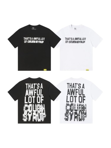 Cyber Street Glitch Pixel Mosaic Half Blur Text Front Segmented Normal & Distorted Stacked Letter Back Tee 2 colors 29302180