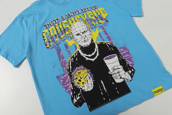 Grunge Streetwear Contrast Purple Yellow Melting Jagged Typography Portrait Poster Dual Side Print Tee 2 colors 29302208