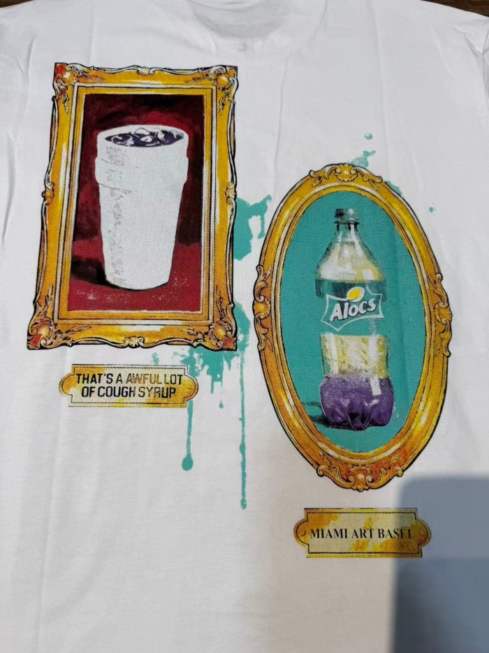 Art Gallery Street Vintage Ornate Frame Syrup Bottle Collage Print Front Dual Frame Splash Drink Cup Graphic Tee 2 colors 29302147