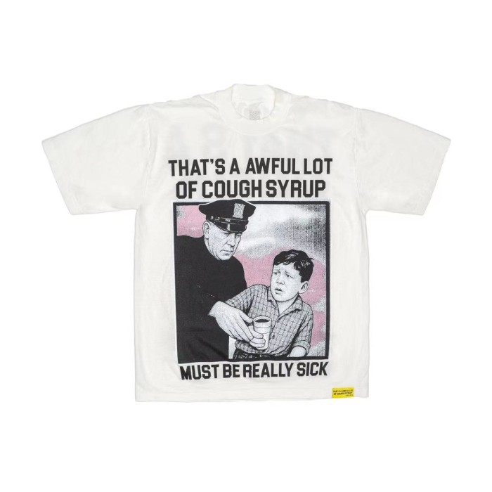 Vintage Newspaper Comic Cop & Boy Frame Graphic Front Large Black Outline Stacked Bold Letter Tee 2 colors 29302176