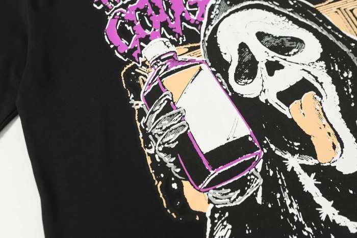 Dark Punk Horror Ghostface Graffiti Figure Drip Deformed Font Dual Side Printed Tee 29302305
