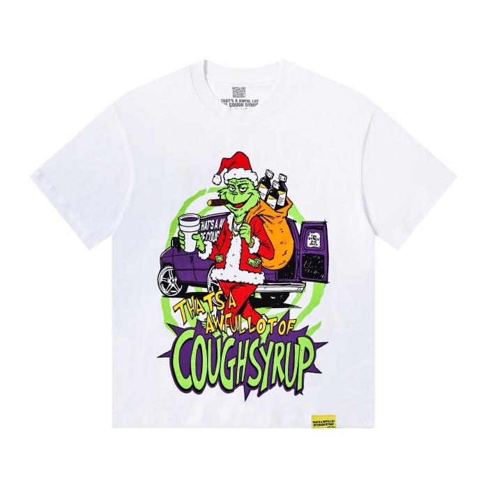 Christmas Hip Hop Cartoon Grinch Lowrider Car Graphic Front Bubble Outline Stacked Slogan Tee 2 colors 29302084
