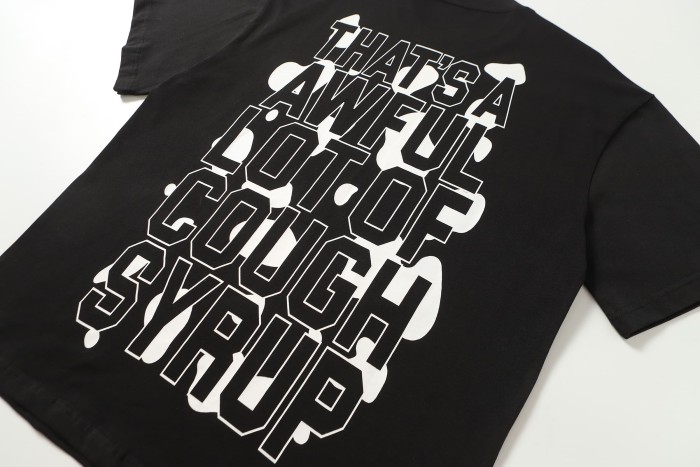 Street Irregular Cow Print Background Front Centered Horizontal Slogan Hollow Outline Stacked Letter Tee 2 colors 29302205