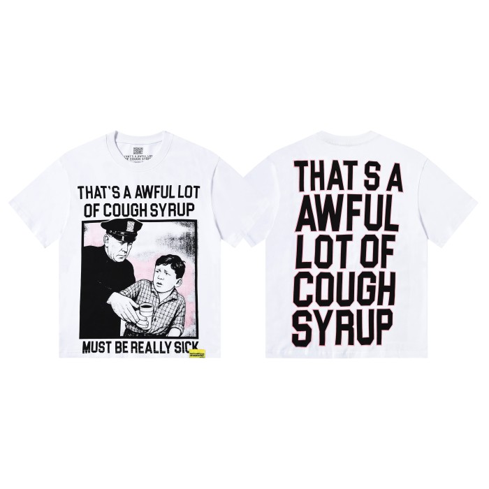 Vintage Newspaper Comic Cop & Boy Frame Graphic Front Large Black Outline Stacked Bold Letter Tee 2 colors 29302176