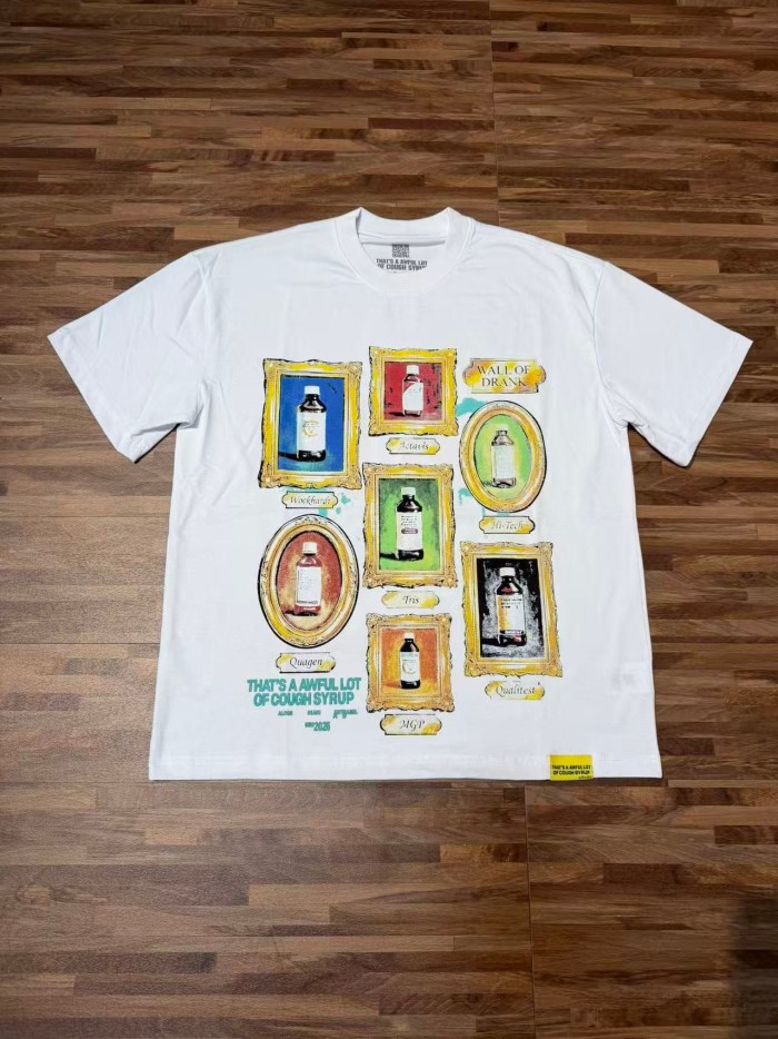 Art Gallery Street Vintage Ornate Frame Syrup Bottle Collage Print Front Dual Frame Splash Drink Cup Graphic Tee 2 colors 29302147