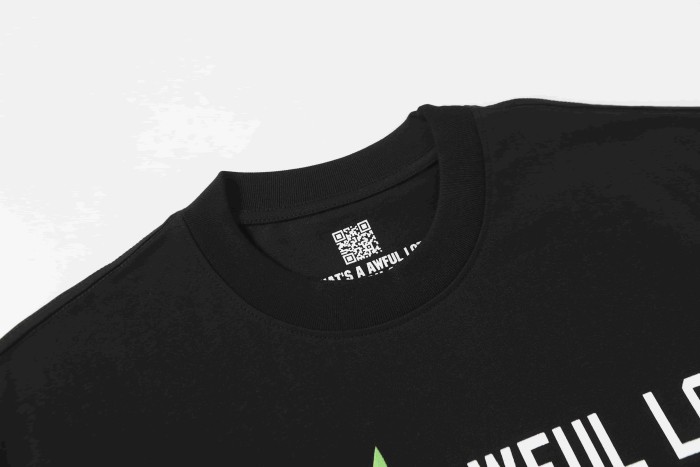 Minimal Street Green Hemp Leaf Accent Horizontal Slogan Front Large Vertical Bold Segmented Letter Tee 2 colors 29302254