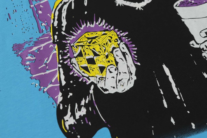 Grunge Streetwear Contrast Purple Yellow Melting Jagged Typography Portrait Poster Dual Side Print Tee 2 colors 29302208