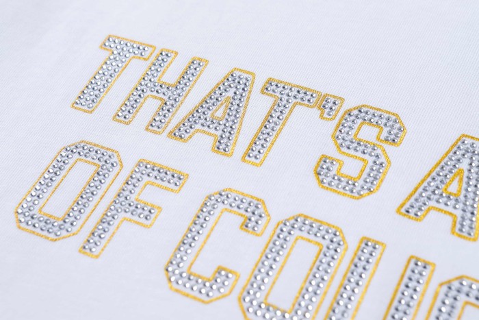 Luxury Hip Hop Rhinestone Mesh Texture Front Horizontal Slogan Back Framed Dollar Sign Records Logo Tee 29302196