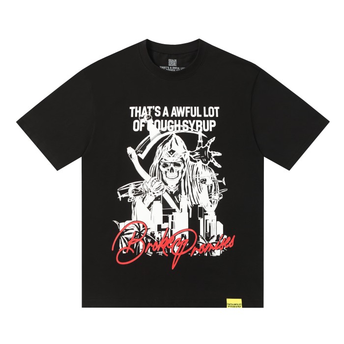 Gothic Streetwear Line Drawing Reaper Urban Scene Dual Side Contrast Script Signature Typography Tee 29302199