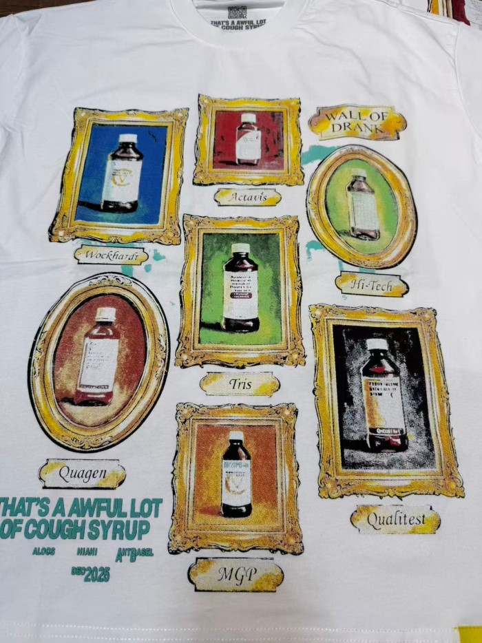 Art Gallery Street Vintage Ornate Frame Syrup Bottle Collage Print Front Dual Frame Splash Drink Cup Graphic Tee 2 colors 29302147