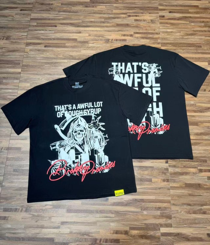Gothic Streetwear Line Drawing Reaper Urban Scene Dual Side Contrast Script Signature Typography Tee 29302199