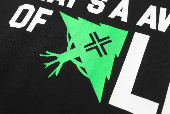 Simple Urban Street Neon Green Claw Texture Brand Logo Dual Side Contrast Typography Tee 2 colors 29302220