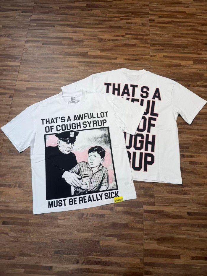 Vintage Newspaper Comic Cop & Boy Frame Graphic Front Large Black Outline Stacked Bold Letter Tee 2 colors 29302176