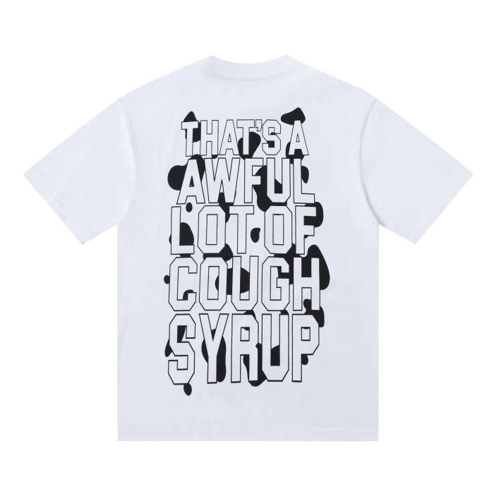 Street Irregular Cow Print Background Front Centered Horizontal Slogan Hollow Outline Stacked Letter Tee 2 colors 29302205