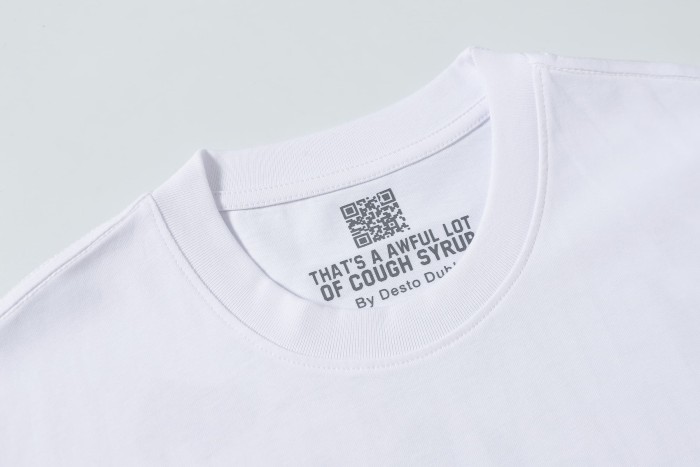Street Irregular Cow Print Background Front Centered Horizontal Slogan Hollow Outline Stacked Letter Tee 2 colors 29302205
