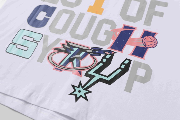Basketball Street Multi Color Mix Match Staggered Letter Star & Basketball Accent Slogan Tee 29302234