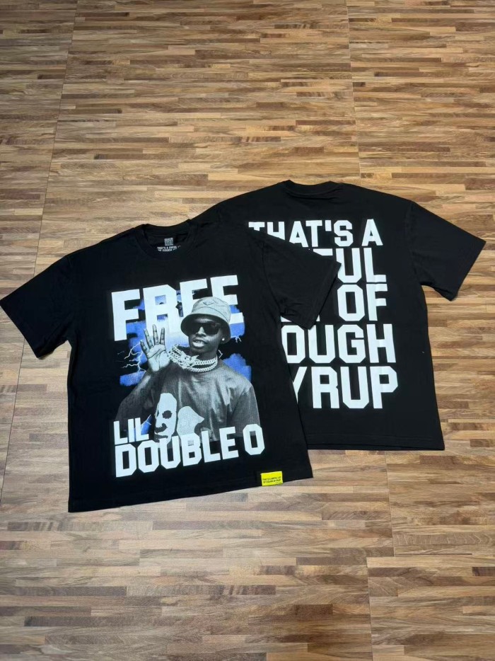 Vintage Hip Hop Portrait Lightning Background Letter Print Front Bold Stacked Full Slogan Tee 29302082