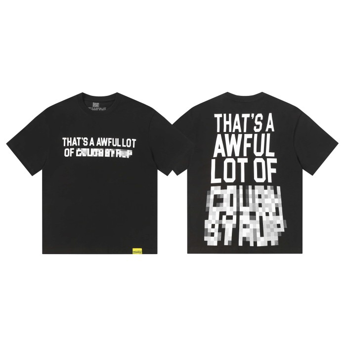 Cyber Street Glitch Pixel Mosaic Half Blur Text Front Segmented Normal & Distorted Stacked Letter Back Tee 2 colors 29302180