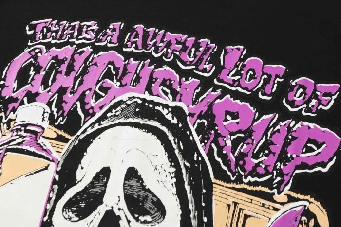 Dark Punk Horror Ghostface Graffiti Figure Drip Deformed Font Dual Side Printed Tee 29302305