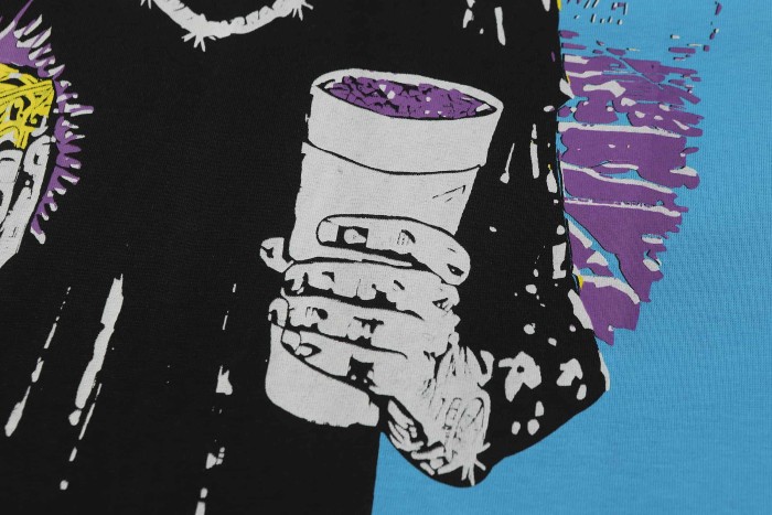 Grunge Streetwear Contrast Purple Yellow Melting Jagged Typography Portrait Poster Dual Side Print Tee 2 colors 29302208