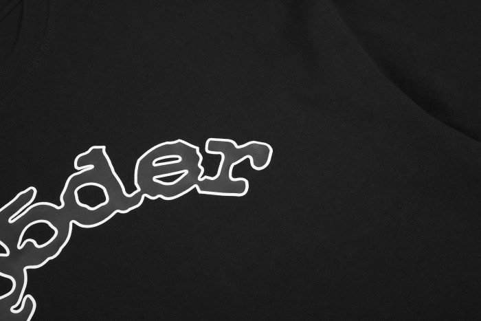 Arch Curved Layout Rounded Bubble Script Letter White Outer Outline Single Chest Front Print T-Shirt 29304222