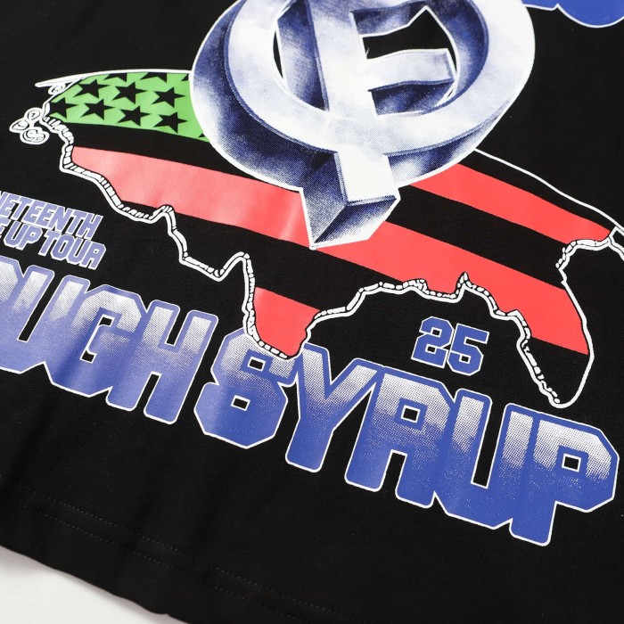 Hip Hop Streetwear Gothic Stacked Letter Slogan USA Continent Map Emblem Badge Double Side Tee 29303789