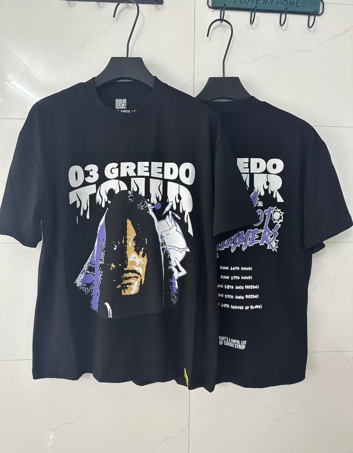 03 Greedo Tour Drip Font Purple Tint Portrait Front Concert City Venue Schedule Text Print Tee 29303881